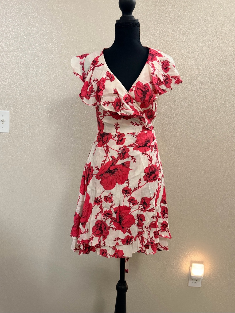 Red Floral Wrap Dress - Women's Elegant Summer Dress